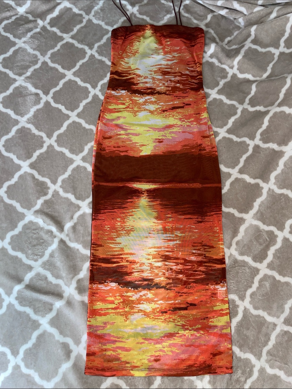 Forever 21 Orange Red Sunset Print Dress